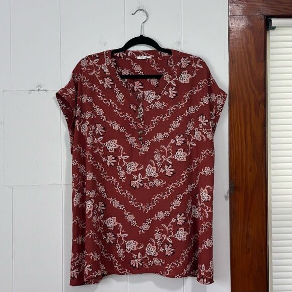 Maurices Burnt Orange Floral Blouse Tank 2X - Picture 1 of 4